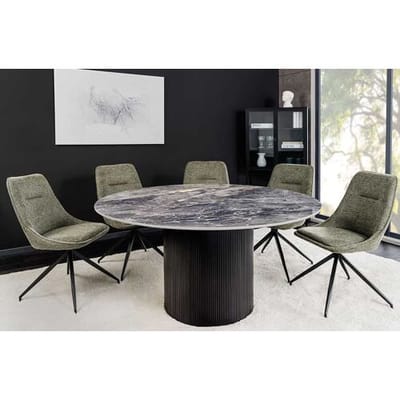 Ronde tafel donkergrijs keramiek marmerlook 120 cm