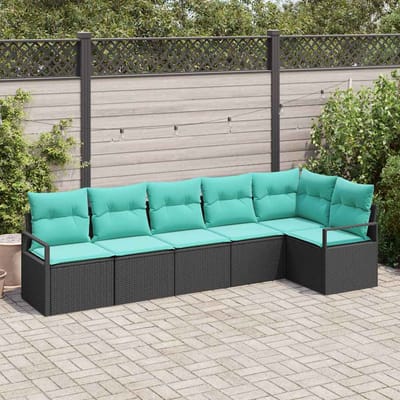 vidaXL Bankstel Zwart poly rattan