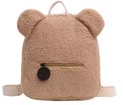 ZOETTT teddy rugzak kids - Beige - Schooltas - Teddy stof - 10 liter - Baby - Peuter - Kleuter