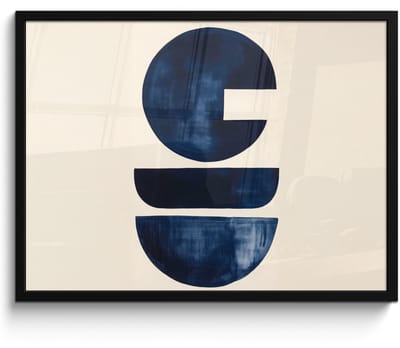 Poster in lijst - Fotolijst 70x50 cm - Posters - Vormen - Blauw - Abstract - Posterlijst zwart - Decoratie - Wanddecoratie woonkamer - Muurdecoratie slaapkamer