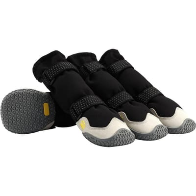 Hondenschoenen, Pak van 4 Ademende Laarsjes voor Honden met Reflecterende Banden, Microvezel Leer Rubber Ruitzool Hondenpoot Bescherming black