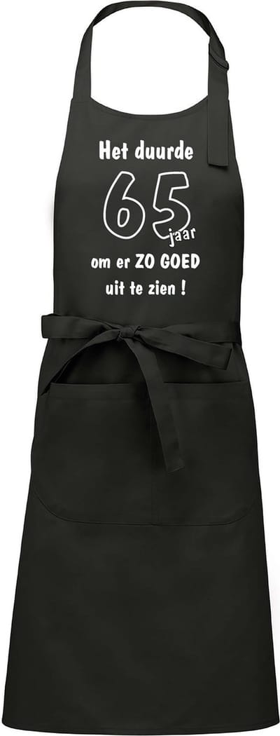 Mijncadeautje - Keukenschort - BBQ schort - Het duurde 65 jaar - chique grijs