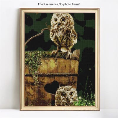 Peinture diamant hibou, broderie complète de diamants ronds, animaux, strass, mosaïque, décoration de la maison 20X30CM black