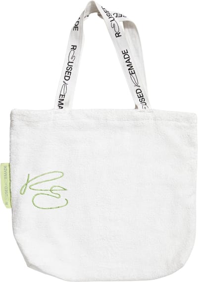Reused Remade Strandtas - Badstof - Lime - Upcycle - Hergebruikt - Milieuvriendelijk - Hoteltextiel