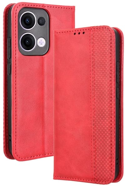 Coverup Hoesje - Geschikt voor OPPO Reno13 5G Hoesje - Coverup Vintage Style Book Case - Rood