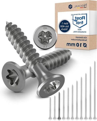 RVS Torx Houtschroeven - Verzonken Kop Schroeven - Terras Monteren - V2A Roestvrij Staal - 10x100 mm - Zilverkleurig