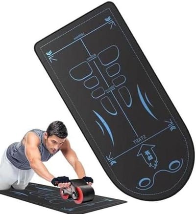 Ab Roller Mat - Kniebeschermer Fitness - Buikspier Training - Extra Dikke Vulling - 150x60 cm - Zwart
