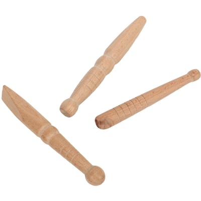 3 stuks Massagestok Traditionele Houten Voetmassagestok Set voor het Verlichten van Pijn beige