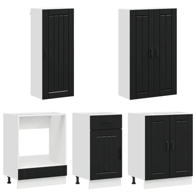 vidaXL - Keukenblok - LUCCA - 5 - st - Zwart - Bewerkt - hout