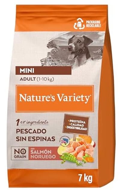 Droogvoer voor volwassen honden zonder granen met zalm - Petit Rassen - 7 kg