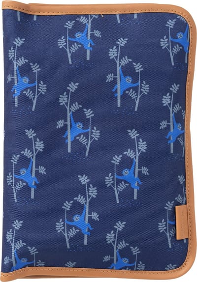 Fresk Luieretui Jongens – Verschoonmatje voor Onderweg - Waterafstotend - Opbergvak voor Natte Doekjes - Afsluitbare Luiertas - Blauw - Monkey