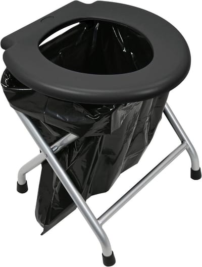 Klaptoilet met metalen frame en zwart toilet - zilverkleurig