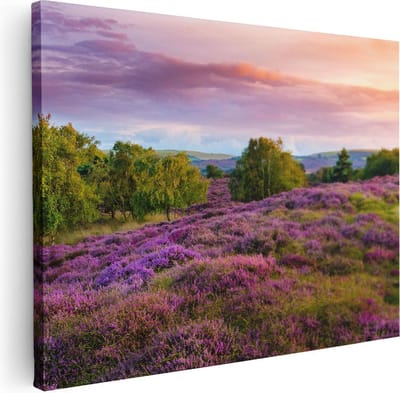 Artaza Canvas Schilderij Heide - 40x30 cm - Klein - Wanddecoratie Landschap - Muurdecoratie Bos - Kamer Accessoires Natuur