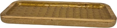 Deco4yourhome® - Serveerschaal - Epoxy - Amberblokjes - Goud - Gold - Rechthoek