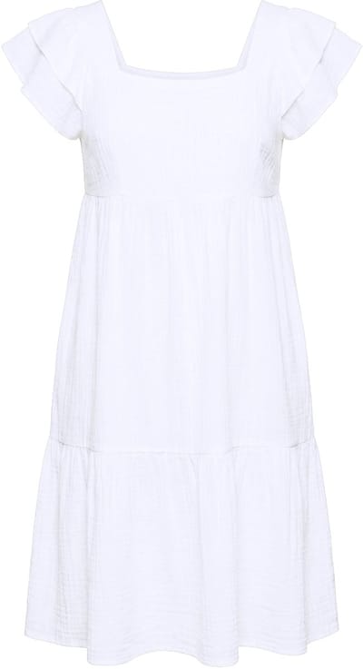 Angel of Style - Dames - Mousseline jurk vierkante hals volants - Sneeuwwit - Maat 50