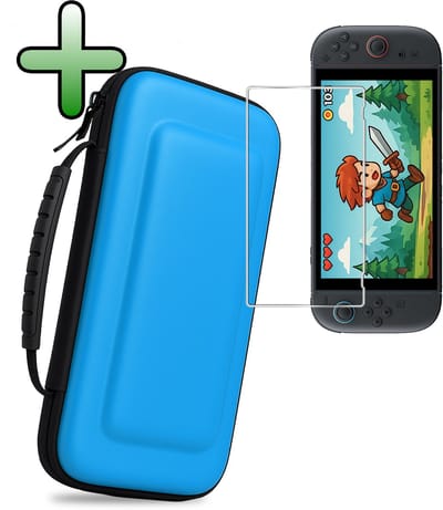 Hoesje Geschikt voor Nintendo Switch 2 Case Hoes Hard Cover Met Screenprotector - Bescherm Case Geschikt voor Nintendo Switch 2 Hoes - Blauw