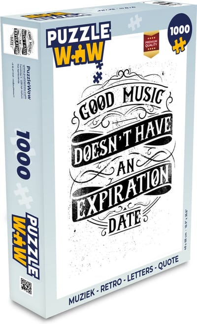 Puzzel Muziek - Retro - Letters - Quote - Legpuzzel - Puzzel 1000 stukjes volwassenen