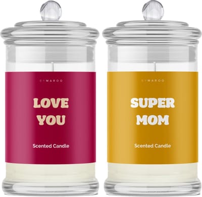 Kaarsen geschenkset Moeder - SuperMom Love You - Grappige Cotton Geurkaarsen voor Moeder - in Glas met Tekst - Verjaardag Cadeau mama - Geschenkset - Happy Birthday - Verwenpakket Vrouw Cadeautje voor Haar Volwassenen