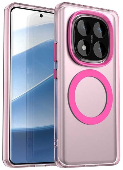 MagSafe Compatibel Backcover Hoesje Geschikt voor Xiaomi Poco X7/Redmi Note 14 Pro 5G - Roze & Semi-Transparant Design - Stijlvol & Goede Bescherming