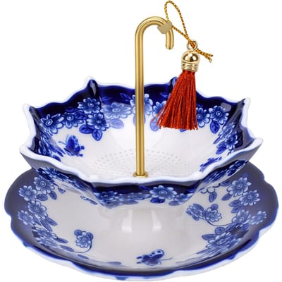 Infuseur à thé en céramique en forme de parapluie, filtre en porcelaine pour thé en vrac avec design rotatif, infuseur à thé polyvalent pour Kung bleu
