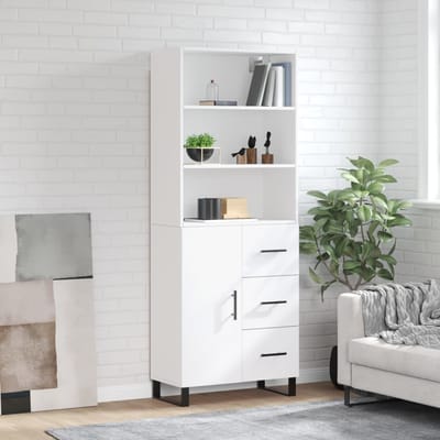 vidaXL - Hoge - kast - 69,5x34x180 - cm - bewerkt - hout - wit