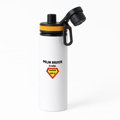 Hacebo® - mijn broer is mijn superheld waterfles met draaidop oranje - Broer - super broer - verjaardag - cadeautje voor broer - broer artikelen - kado - geschenk - water fles - 850ML