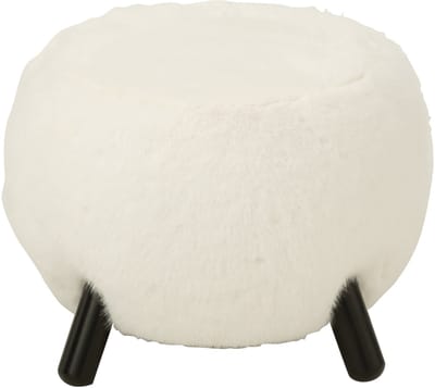 J-Line kruk Fur With Wooden - hout - wit