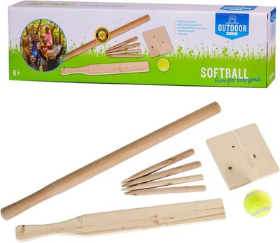 Outdoor Play slagbal set - Speelgoed - Knuppel en slagplank - Inclusief thuisplaat - Inclusief tennisbal