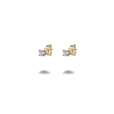 Twice As Nice Oorbellen in 18kt verguld zilver, zirkonia, 3 mm