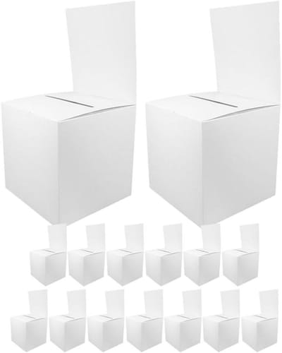 Stembus Loterijdozen - Ideeënbus Donatiebox - Evenementen Organiseren - Kartonnen met Gleuf - 30x30x30 cm - Wit