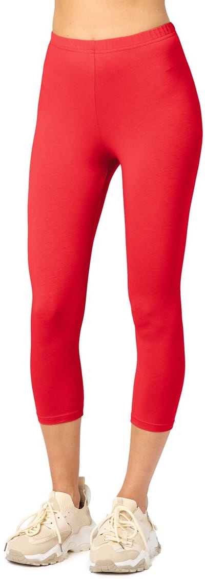 Merry Style MS-MS10-199-LE Dames Capri Leggings - Sport - Vrijetijdsbroek - 3/4 Lengte - Katoen - Sporbroek - Yogabroek - Rood - XS