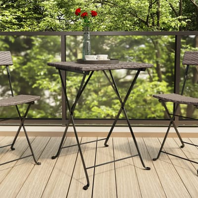 vidaXL - Bistrotafel - inklapbaar - 55x54x71 - cm - poly - rattan - grijs