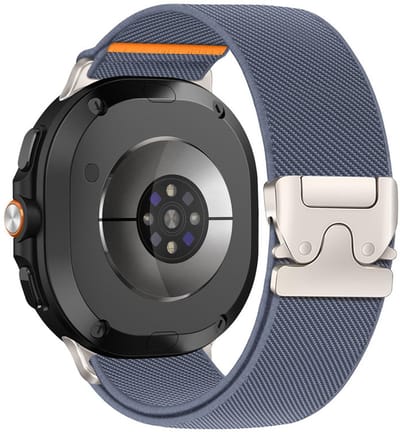 Nylon bandje - geschikt voor Samsung Galaxy Watch 8 (40mm) / Galaxy Watch 8 (44mm) / Galaxy Watch 8 Classic - elastisch parachute sluiting - blauw grijs