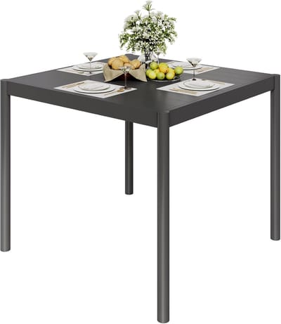 Tuineettafel - 4 tot 6 Personen - Aluminium & Staal - 90 x 88 x 74 cm - Weersbestendig & Onderhoudsvrij - Matzwart