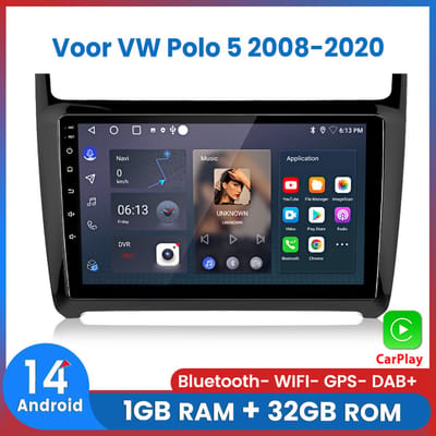 Awesafe Autoradio - Draadloos Apple CarPlay Android Auto - Geschikt Voor VW Volkswagen Polo 5 2008 t/m 2020 - 1GB+32GB - Autoradio met navigatie GPS - Radio Scherm