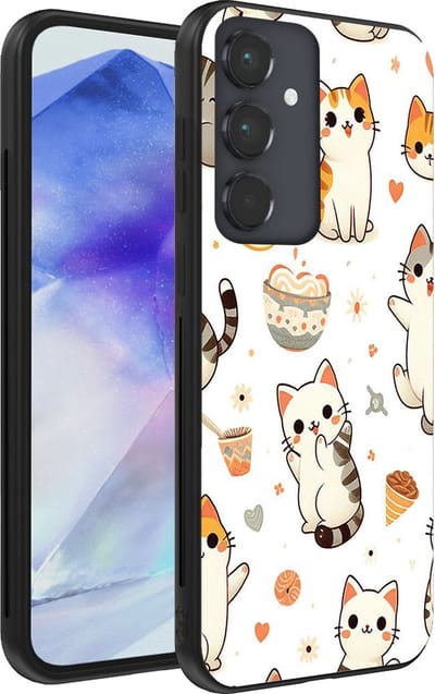 Smartphonica Telefoonhoesje geschikt voor Samsung Galaxy A55 met katten opdruk - TPU backcover case cat design geschikt voor Samsung Galaxy A55