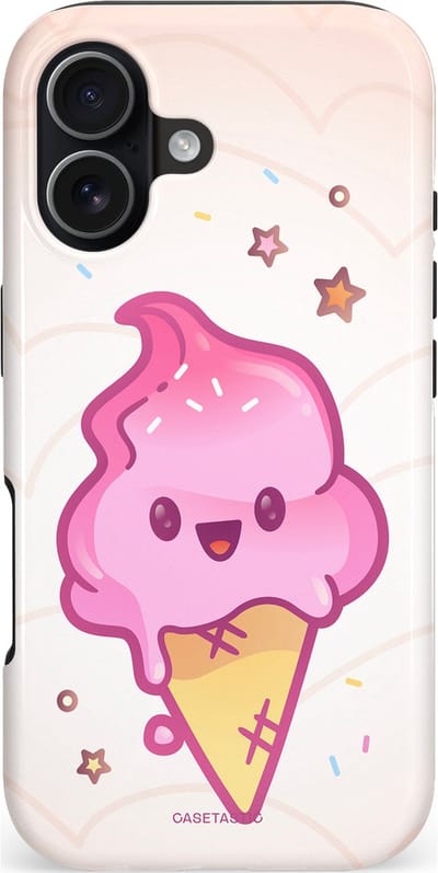 Casetastic hoesje geschikt voor Apple iPhone 17 - MagSafe - Dubbellaagse bescherming - Roze Kawaii Dessert - Fashion Case - Wit Zand Lichtroze