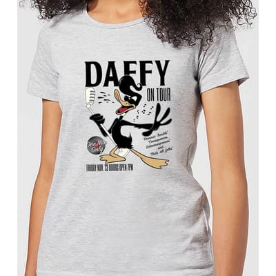 Looney Tunes Daffy Concert Dames T-shirt - Grijs - L