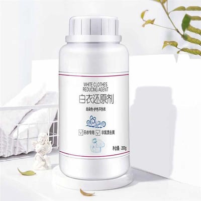 Blanchir & Restaurer Traitement Linge Détachant, Booster Blanchissant, Éliminateur de Jaunissement, Raviveur de Tissus pour Vêtements Blancs Usage Domestique Poudre de Blanchiment 200g