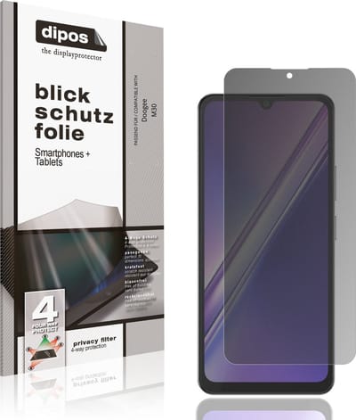 dipos – Matte Privacy Screenprotector geschikt voor Doogee M30 | Anti-Spy Beschermfolie