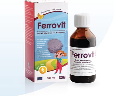 Ferrovit – Vermoeidheid Kind & IJzer Bisglycinaat + B-Vitamines | Bananensmaak | Vanaf 3 Jaar | Zacht voor de Maag | 100 ml | FYTO