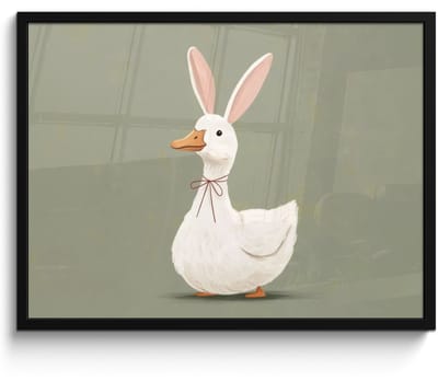 Poster in lijst - Fotolijst 70x50 cm - Posters - Eend - Konijnoren - Grijs - Posterlijst zwart - Decoratie - Wanddecoratie woonkamer - Muurdecoratie slaapkamer