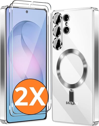 Hoesje Magsafe Geschikt voor Samsung Galaxy S26 hoesje backcover Zliver – Lens beschermer – Transparant hoesje met Samsung S26 screenprotector - 2 stuks