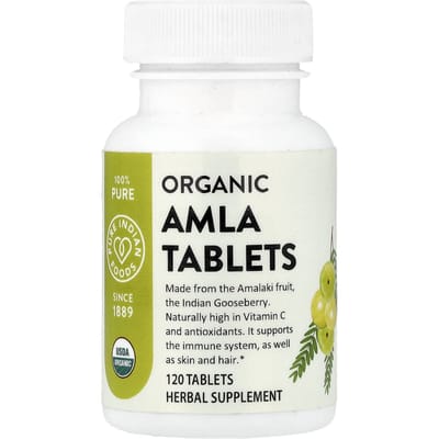 Pure Indian Foods, Biologische Amla Tabletten, 120 Tabletten (400 mg per tablet)