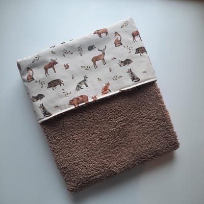 Wiegdeken - teddy bruin - bosdieren - 70x 100 cm - unisex - Handgemaakt - Handmade