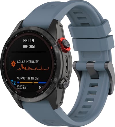 By Qubix - Geschikt voor Garmin bandje - 22mm Quickfit - Siliconen sportbandje - Grijsblauw - Geschikt voor Garmin Fenix 7 / 6 / 5