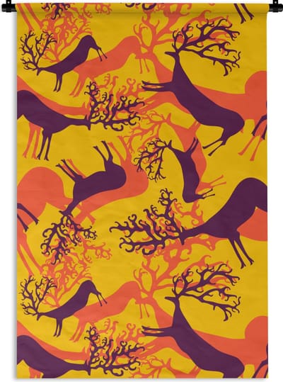 Wandkleed - Wanddoek - Patronen - Hert - Kleuren - 60x90 cm - Wandtapijt