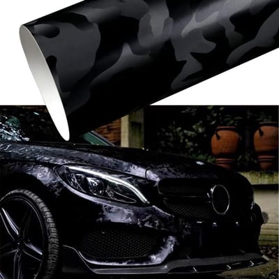 Camouflage Auto Folie Zwart Glanzend en Mat - Camo Vinyl Film voor Auto, Fiets en Motor met Luchtkanalen, 45 x 150 cm