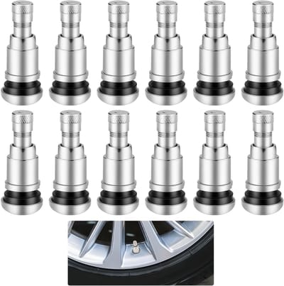 12 Stuks Zilveren Ventielen voor Alloy Wielen - Universele Stalen Ventielen met Sterke Compatibiliteit en Duurzaam Ontwerp (42 x 16mm)