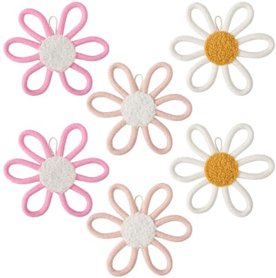ONF3 - Wanddecoratie - Muurkunst - Boho stijl - Madeliefjes - Kinderen - Macramé bloemen - Thuis decoratie